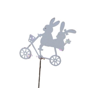 Décoration de jardin <span class=keywords><strong>en</strong></span> fer forgé rétro, mini lapin rétro sur vélo, pour arrangement floral et plantes vertes - Product Image 5