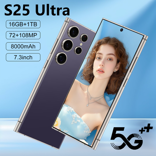 Ultra 5G LTE Android Smartphone S25 7.3" 120Hz OLED Screen 16GB+1TB Storage New High Performance Snapdragon 800 120W Quick