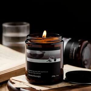 Velas Aromáticas LunaLith al por Mayor con Frasco de Vidrio Ámbar | Velas Aromáticas de Cera de Soya de Marca Privada para Regalos y Decoración del Hogar - Product Image 4