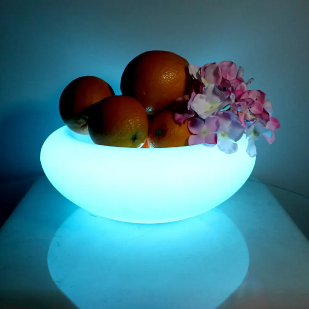 Plateau de fruits LED lumineux changeant de couleur avec logo personnalisé Plateau de vaisselle étanche portable et lumineux pour restaurant hôtel bar discothèque