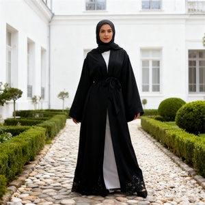 9.9 Smooth Nida Loose Sleeve Pretty Lace Bottom Elegant Cardigan New Arrival Design New Muslim Islamic Abaya 1947# - Product Image 3