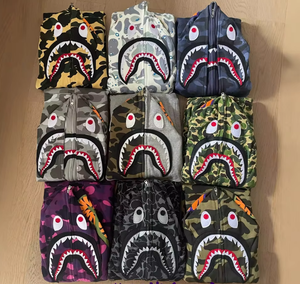 Sudadera con Capucha y Cremallera Completa Bapees Camuflaje Tiburón de Alta Calidad 2026, 100% Algodón, Unisex para Hombre y Mujer, Estilo Urbano - Product Image 1