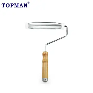 TOPMAN 9 inch high quality beech wooden handle paint roller frame, handle with thread fit for paint roller extension pole