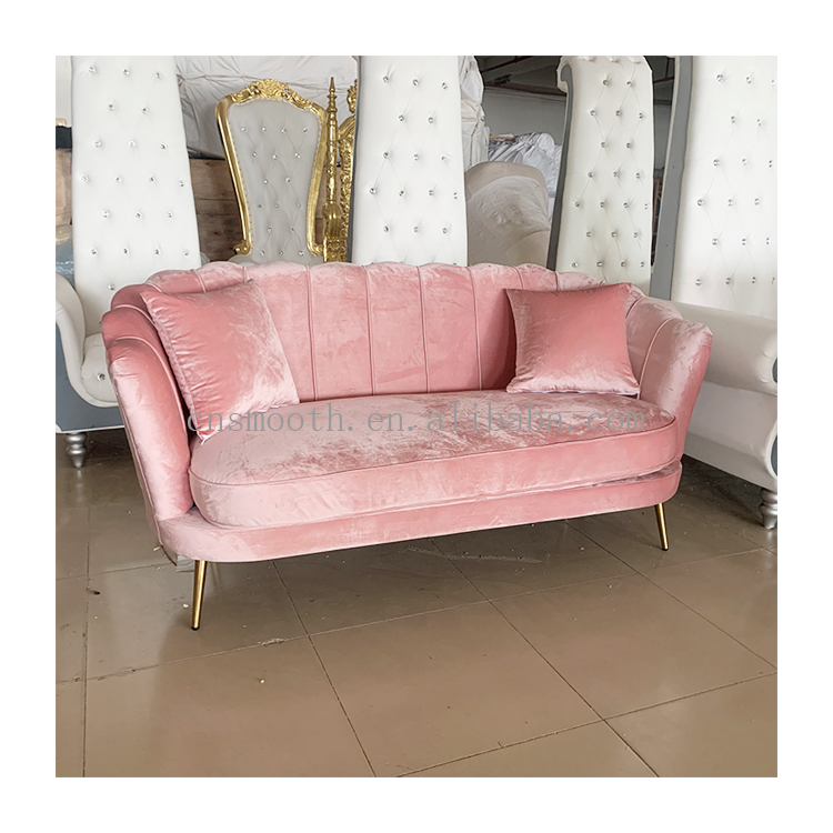 Conjunto de sofás modernos de diseño americano, conjunto de sofás de tela de terciopelo rosa para sala de estar, color dorado de lujo, a la venta