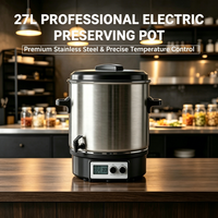 Marmite de cuisson électrique en acier inoxydable 27L 1800W avec contrôle de température par micro-ordinateur, pour confiture, type Dutch, pour usage domestique et VR