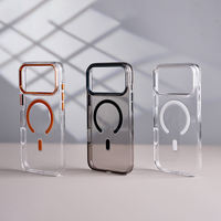Nouvelle coque de téléphone 2 en 1 en TPU HD et acrylique antichoc pour iPhone 17 Pro Max 16 Plus 15 14 13 avec bouton d'objectif métallique anti-jaunissement