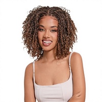 Frodio Perruque Lace Frontale 12'' 13X4, Densité 200%, Micro Twist Bouclé, Fermeture Dreadlock, Dentelle HD, Sans Colle, Volumineuse, Marron, pour Femme