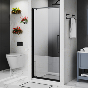 Porte de <span class=keywords><strong>douche</strong></span> carrée moderne résistante à l'eau, en verre trempé noir brossé/chrome, avec design attrayant en <span class=keywords><strong>peinture</strong></span> blanche - Product Image 4