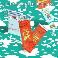Sacs d'emballage pour aliments chauds à emporter, en papier kraft recyclable, doublés de papier aluminium anti-graisse, avec logo imprimé personnalisé, ruban, pour BBQ et kebab