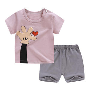 Nuevo conjunto de ropa de manga corta para niños, venta al por mayor, Camiseta de algodón para bebés, pantalones cortos, conjunto de 2 uds. - Product Image 1