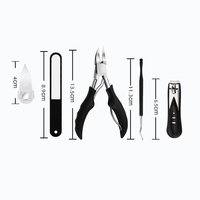 FOCSTAR Kit professionnel de haute qualité en acier inoxydable courbé pour le nettoyage des ongles, pince à cuticules et coupe-ongles pour les orteils, couleur argent