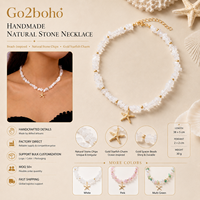 Go2boho étoile de mer pendentif pierre puce collier de perles pour les femmes Boho plage été bijoux en gros