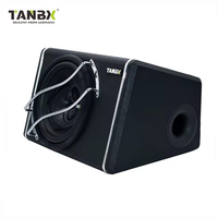 Caisson de Basses Actif TANBX TB-1310 Trapézoïdal 10 Pouces avec Amplificateur pour Voiture, Basses Pures