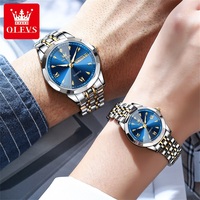 OLEVS 9998 Montre de Couple de Luxe pour Hommes et Femmes, Montre à Quartz avec Double Calendrier, Étanche, Coffret Cadeau de Montres pour Couple