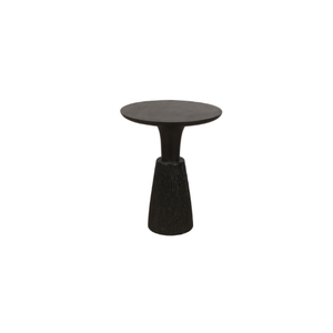 Handcrafted Solid Mango Wood Round <b>Side</b> <b>Table</b> <b>for</b> Modern <b>Living</b> <b>Room</b> Black Finish and Sturdy Build <b>with</b> Decorative Feature - Product Image 3