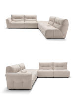 Canapé modulaire d'appartement trois places de luxe en tissu nuage, style français, moderne et simple, design droit, avec rembourrage en éponge de mouton