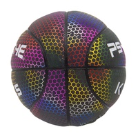 Ballon de basket léger en cuir PU réfléchissant arc-en-ciel taille 1 pour enfants, avec logo personnalisé, norme américaine