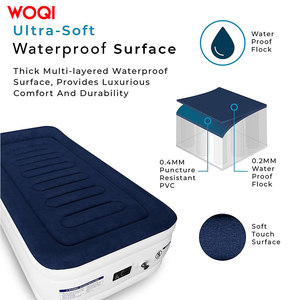 <span class=keywords><strong>Lit</strong></span> <span class=keywords><strong>gonflable</strong></span> à coussin d'air haute densité pour une <span class=keywords><strong>personne</strong></span> en tissu floqué PVC bleu WOQI avec pompe électrique intégrée - Product Image 4