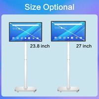 Écran interactif sans fil rotatif de 23,8 pouces, écran tactile Incell, moniteur intelligent portable sur pied, téléviseur intelligent avec 4+64 Go