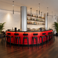 Comptoir de bar multifonctionnel en surface solide de haute qualité, moderne, en forme de L, personnalisé pour restaurant, bar à domicile, hôtel, club, villa