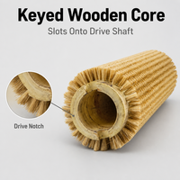 Brosse cylindrique en sisal sur mesure avec noyau en bois et soies de 6 mm pour machine de nettoyage de légumes, brosse OEM