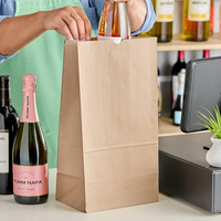 Sac en papier recyclé personnalisé pour restaurant kraft brun SOS emballage jetable de restauration rapide à emporter pour shopping
