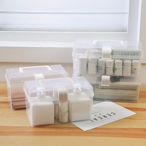 Plastic Storage <b>Box</b> Rectangle Transparent Portable With Handle For Desktop Organizing <b>Small</b> Items Medicine Cabinet Use - Product Image 4