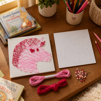 Kit d'artisanat DIY pour enfants, créez votre propre décoration en ficelle licorne, jouet artisanal en fil à broder fait main pour enfants