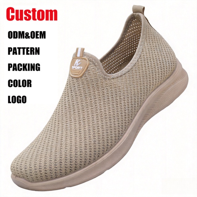 Factory Wholesale 2026 New Design Mens Athletic Shoes Breathable Mesh Fabric Shock Absorbing Outdoor Running Slip-On Comfort