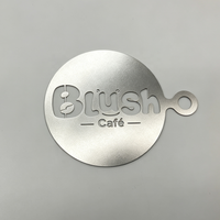 Pochoir à café en acier inoxydable brossé avec logo personnalisé, modèle réutilisable en métal gravé pour l'art latte