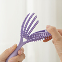 Peigne de coiffure à la maison multifonctionnel de mode pliable portatif pour le massage et le maquillage de cuir chevelu de nettoyage de cheveux longs-brosse en plastique