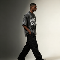 T-shirt oversize à col rond Kornit DTG avec imprimé croix graffiti épais, strass, gouttes de métal et ourlet effiloché multi-éclats