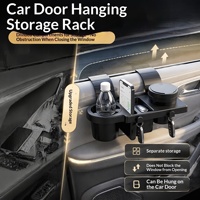 Organisateur multifonctionnel pour voiture en ABS, style minimaliste, porte-gobelet, rangement pour téléphone et objets divers, boîte de rangement à fixation sur porte, compartimentée