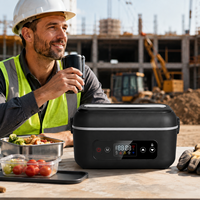 Wiederaufladbare Elektrische Edelstahl-Lunchbox Kabellose Tragbare Speisenwärmer Selbstheizend 1L Kapazität Powerbank Digital