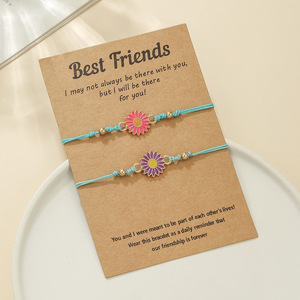 Best Friend <b>Bracelet</b> Flower Pattern Adjustable <b>Rope</b> Weaving Women's Gift <b>Bracelet</b> - Product Image 3
