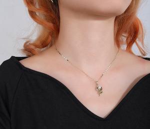 Juego de Joyería de Oro Laminado de 18K, Collar y Aretes con Diseño Floral Romántico, Joyería para Mujer de Alta Calidad, Resistente al Deslustre, con Diseño Floral - Product Image 3