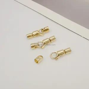 14K Echt Goud Koord Einde Caps Gesp Voor Armband Ketting Sieraden Diy Ambacht Maken Leer