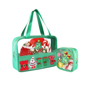 ชุดกระเป๋าเดินทางกระเป๋าเครื่องสำอางแบบใสพร้อมที่จับมีซิป - Product Image 1