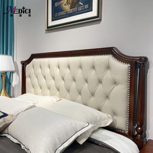 Американская роскошная двуспальная кровать с кожаной обивкой, спинкой из массива персикового дерева, на молнии, модный дизайн, высококачественная мебель для спальни - Product Image 4