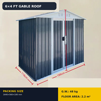 Abri de jardin en acier galvanisé 6x4 pieds avec portes doubles pour outils de jardin
