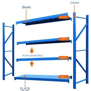 מדף אחסון רב שכבתי, מבודד, קל משקל, מתכת בינונית, מעובה, עם שכבות מתכווננות ואביזרים, מתוצרת סין - Product Image 5