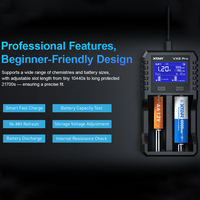 Chargeur de batterie universel XTAR OEM Visible Mixer VX2 Pro à 2 emplacements avec fonction de stockage pour cellules 1.2V Ni-MH, 1.5V Li-ion, 3.2V LiFePO4