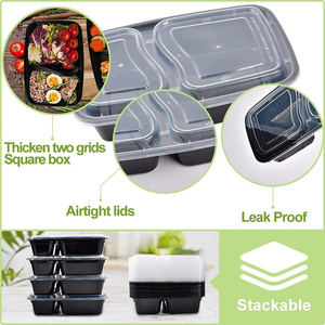 Boîtes de rangement alimentaire en PP à 3 compartiments, boîtes à lunch, contenants à emporter, contenants en plastique jetables pour la préparation des repas, utilisables au micro-ondes - Product Image 2