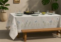 Nappe en lin Daisy & Cornflower Days |   Housse de table réutilisable en lin 100% naturel de qualité supérieure, respectueuse de l'environnement, OEM