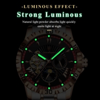 POEDAGAR 1415 montre mécanique multifonctionnelle Phase de lune originale en acier inoxydable automatique lumineuse étanche montres pour hommes