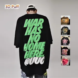 Puff Shirt Tshirt Custom Mannen Foam Oversized Hoge Kwaliteit Tops 100% Katoenen Letter Zwaargewicht Logo 3d Poff Print Zwaar T-Shirt