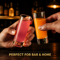 Juego de Vasos de Cristal Modernos y Ecológicos Shunstone de 2oz con Base Pesada (Más de 5 Unidades) con Caja de Madera para Whisky, Tequila y Vodka