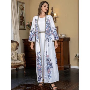 Abaya de Lujo con Cuentas Estampadas, Vestido de <span class=keywords><strong>Dos</strong></span> Piezas Holgado y Ajustado para Mujer Musulmana, Ideal para Ramadán y Banquetes - Product Image 1