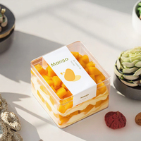 Boîtes d'emballage jetables pour desserts, mousses, pâtisseries, tiramisu, gâteaux aux mille couches, gâteaux aux fruits, format carré 9,5*9,5*6,5 cm, pour aliments en conserve