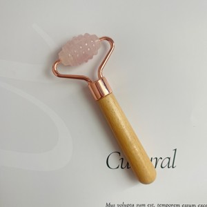 ชุดลูกกลิ้งหยกธรรมชาติสีชมพูและ Guasha ต่อต้านริ้วรอยโรสควอตซ์หยกกัวเครื่องนวดหยกขนาดเล็กสำหรับใบหน้า - Product Image 3